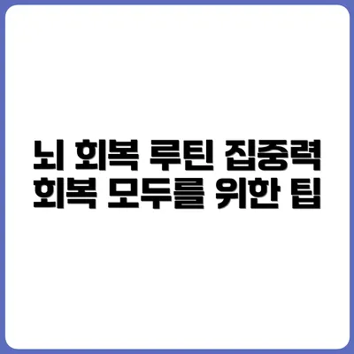 집중력이 돌아오는 뇌 회복 루틴